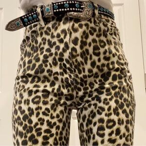 Frame Ali High Rise Cigarette leopard print jeans